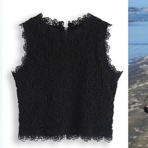 Chicwish diva full lace crop top in black nwot size s
